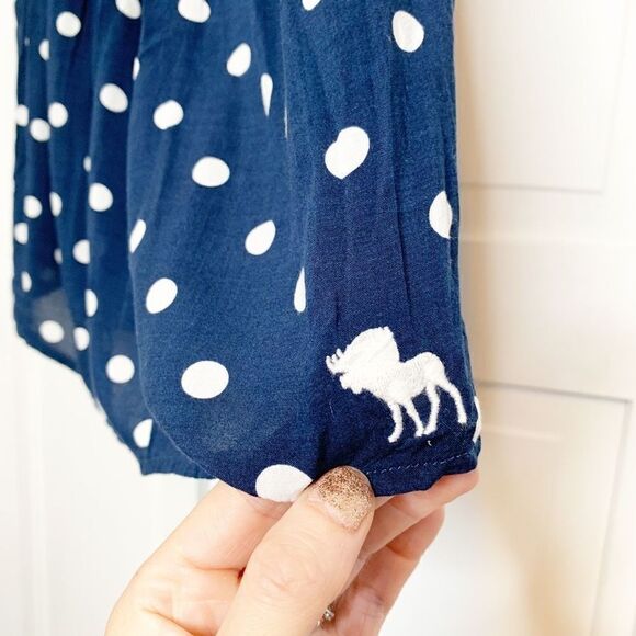 Abercrombie & Fitch Navy White Polka Dot Open Back Fit & Flare Dress Size Medium - Picture 4 of 13
